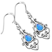 Turquoise Opal Drop Sterling Silver Earrings, e425